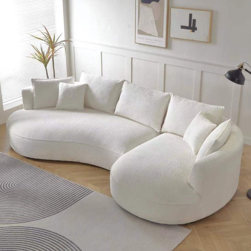 Modern Luxury L - shape Curved sectional anti - scratched boucle sofa off - white - BBTJOINT