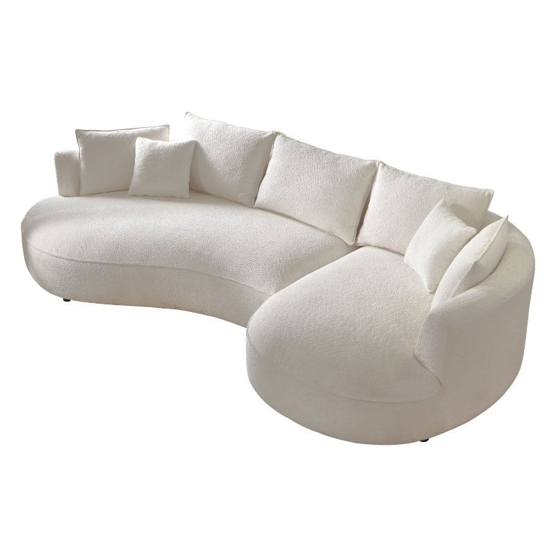 Modern Luxury L - shape Curved sectional anti - scratched boucle sofa off - white - BBTJOINT