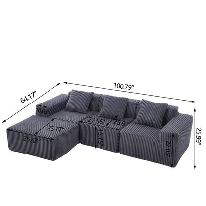 Modern Minimalist Modular Sectional Sofa dark grey - BBTJOINT
