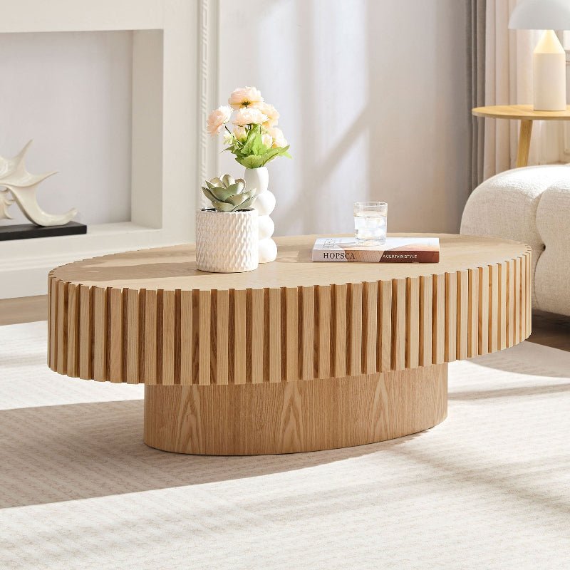 Modern oval - shaped egg wood Coffee Table light brown - BBTJOINT