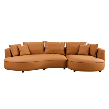 Modern Sectional crescent Couch round curved boned leather Sofa - BBTJOINT
