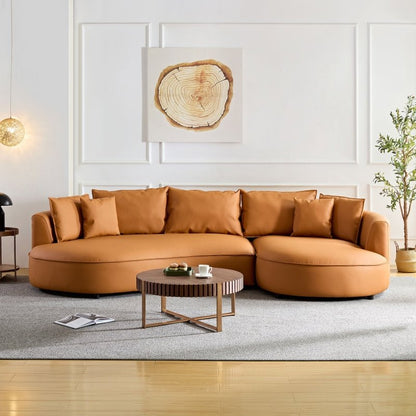 Modern Sectional crescent Couch round curved boned leather Sofa - BBTJOINT