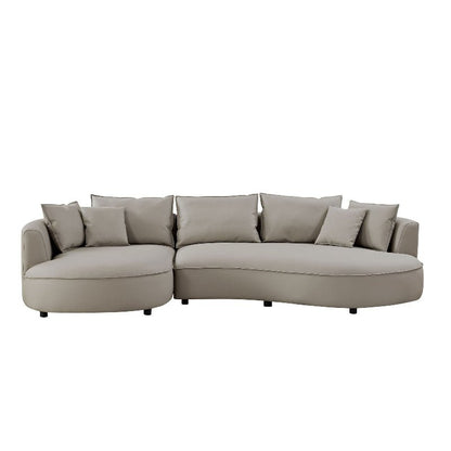 Modern Sectional curved L - shape Sofa faux leather Couch gray - BBTJOINT