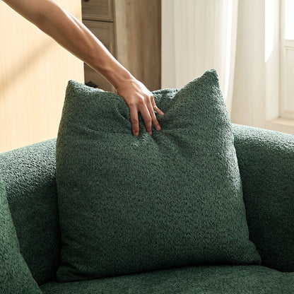 Modern Symmetrical Curved shape Sofa Couch pet - friendly green boucle - BBTJOINT