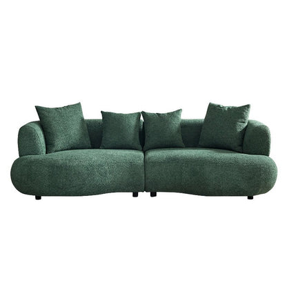 Modern Symmetrical Curved shape Sofa Couch pet - friendly green boucle - BBTJOINT