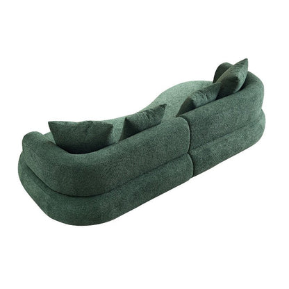 Modern Symmetrical Curved shape Sofa Couch pet - friendly green boucle - BBTJOINT