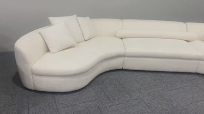 curved sofa U-shape couch with symmetric chaise white boucle fabric