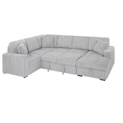 U shape sectional Pull - Out bed corduroy couch grey - BBTJOINT