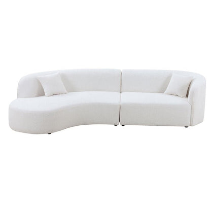 Upholstery Boucle Sectional Curved Sofa chaise Couch white - BBTJOINT