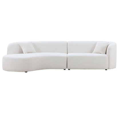 Upholstery Boucle Sectional Curved Sofa chaise Couch white - BBTJOINT