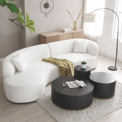 Upholstery Boucle Sectional Curved Sofa chaise Couch white - BBTJOINT
