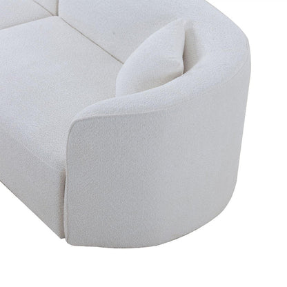 Upholstery Boucle Sectional Curved Sofa chaise Couch white - BBTJOINT